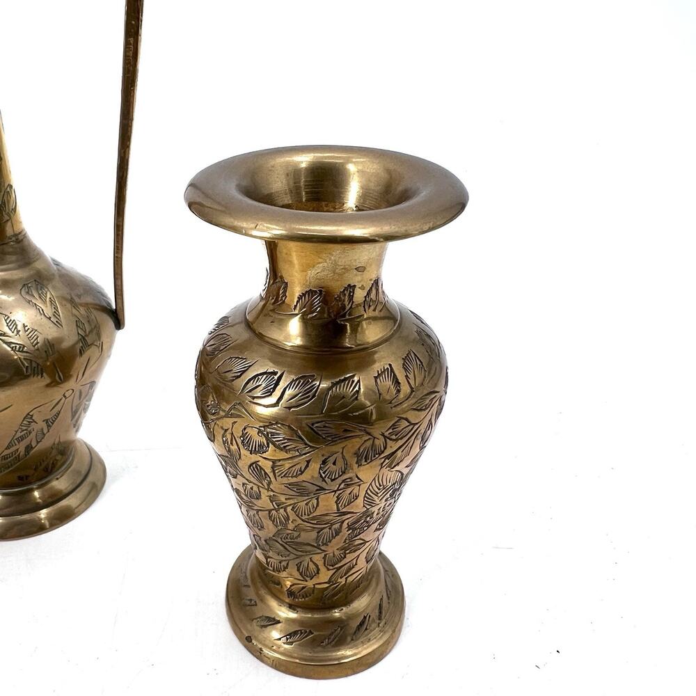 Lot of 3 Vintage Small Brass Vases / Decor Made in India - Picture 2 of 12